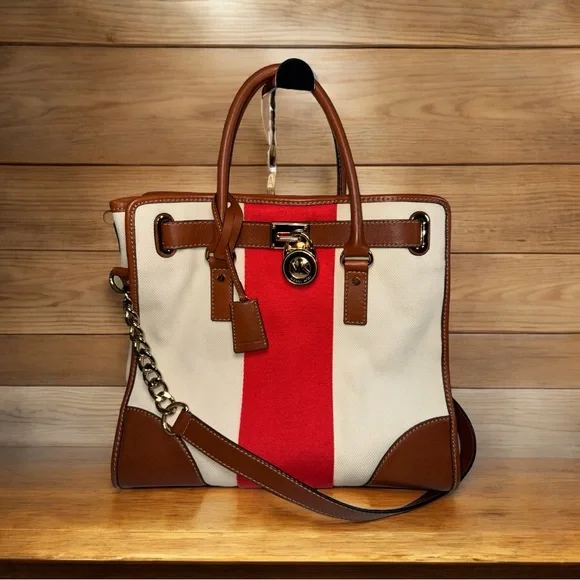 Michael Kors Hamilton Large Stripe Canvas Tote
Limited Edition Red and Cream - Picture 1 of 11